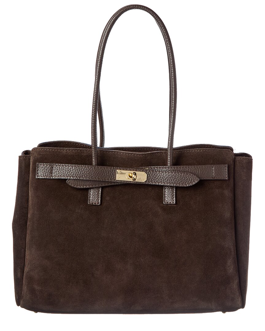 Isabella Rossetti Aurelia Suede Handbag In Brown