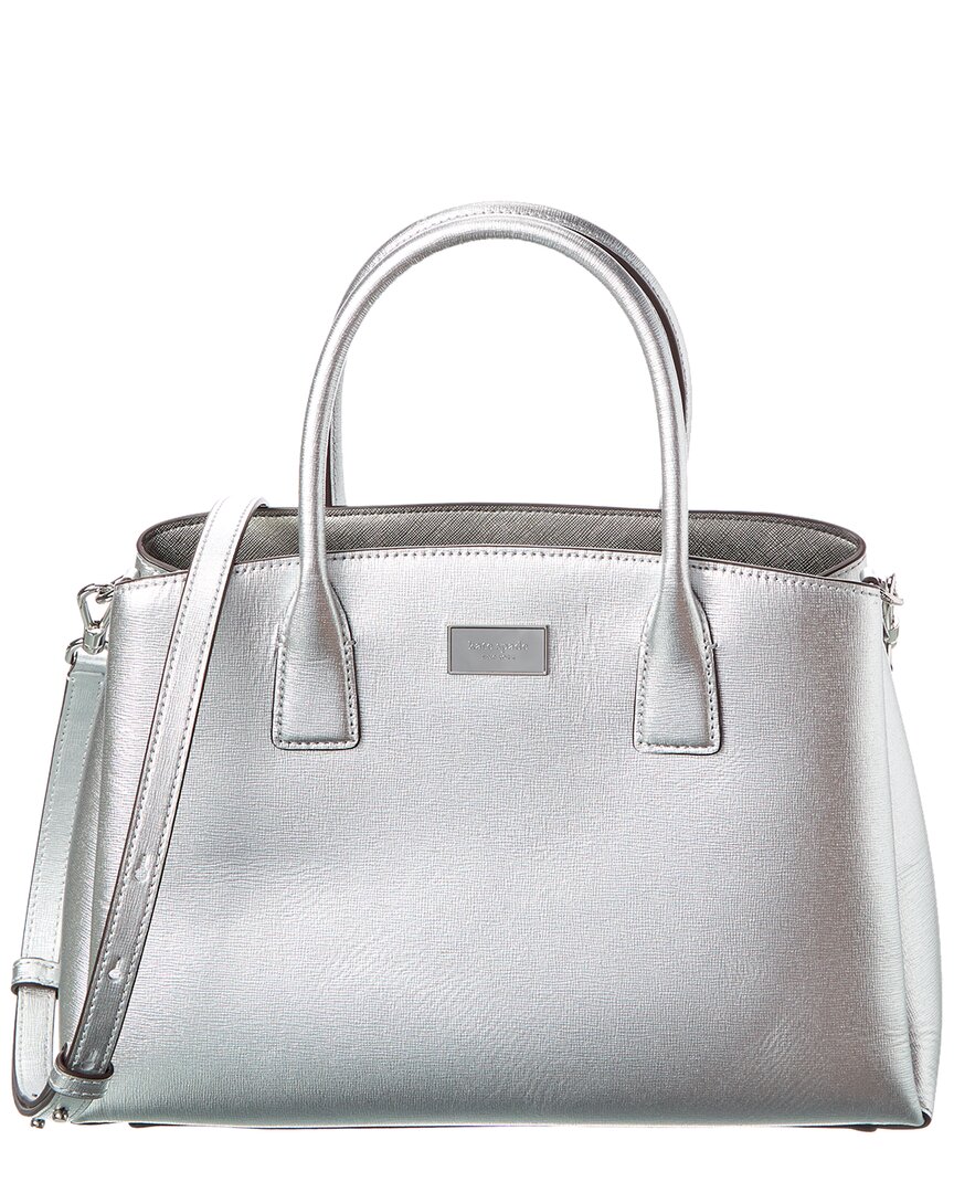 Kate Spade New York Serena Metallic Saffiano Leather Satchel In Silver