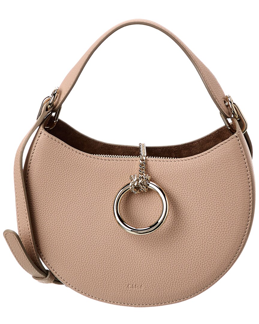 Shop Chloé Arlene Small Leather Shoulder Bag In Beige