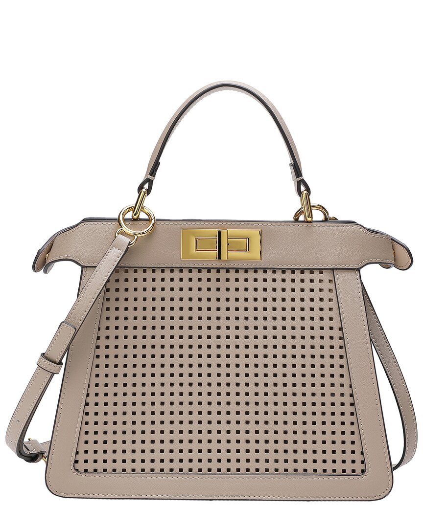 Tiffany & Fred Perforated Leather Top Handle Satchel