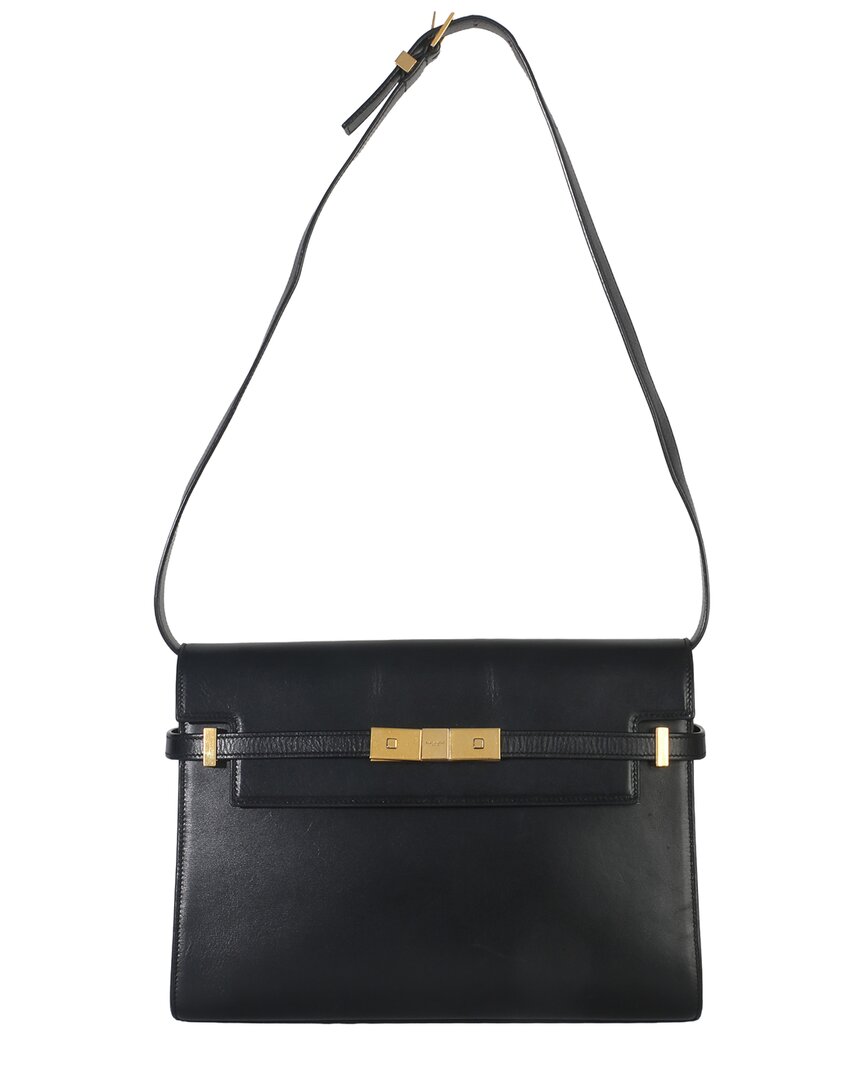 Pre-owned Saint Laurent Black Leather Medium Manhat Shoulder Bag (authentic Pre-loved)