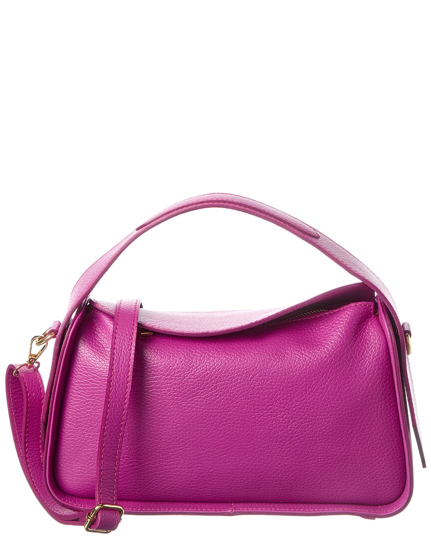Italian Leather Shoulder Bag In Fuxia
