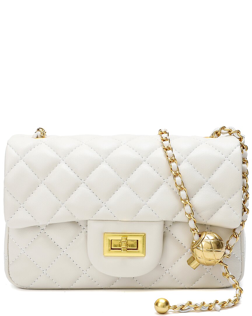 Shop Tiffany & Fred Paris Quilted Sheepskin Leather Crossbody In White