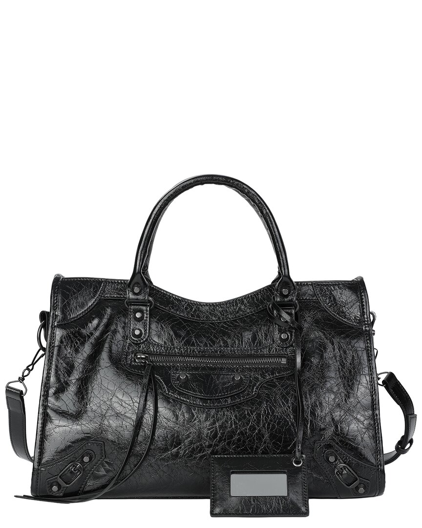 Tiffany & Fred Paris Tiffany And Fred Paris Distressed Leather Satchel In Black