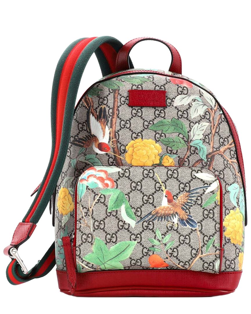 Gucci Zip Pocket Backpack Tian Print Gg Coated Canvas Small (authentic Pre-  Loved)