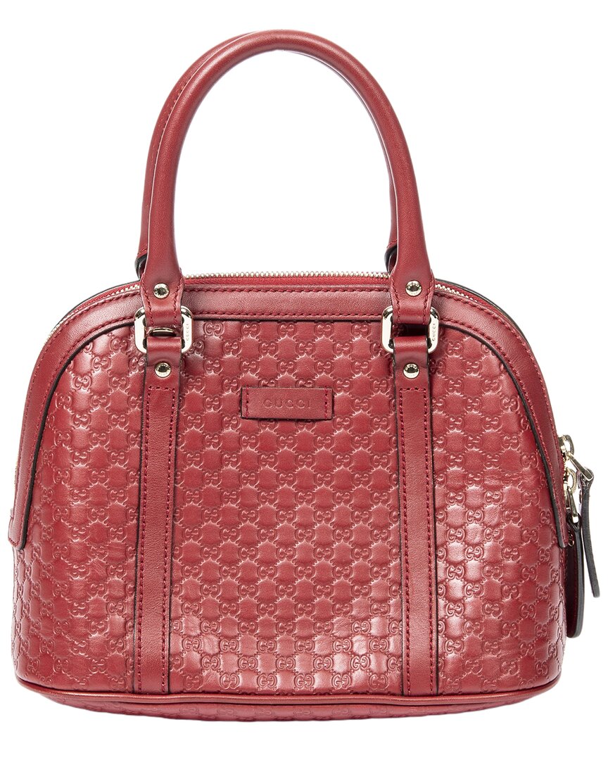 Gucci Red Microssima Mini Dome Tote (authentic Pre-loved) In Brown
