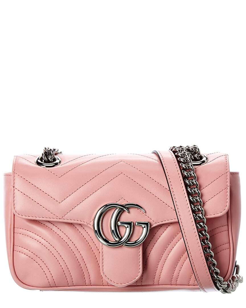 Gucci+GG+Marmont+Matelasse+Shoulder+Bag+Mini+Brown+Leather%2FSuede for sale  online