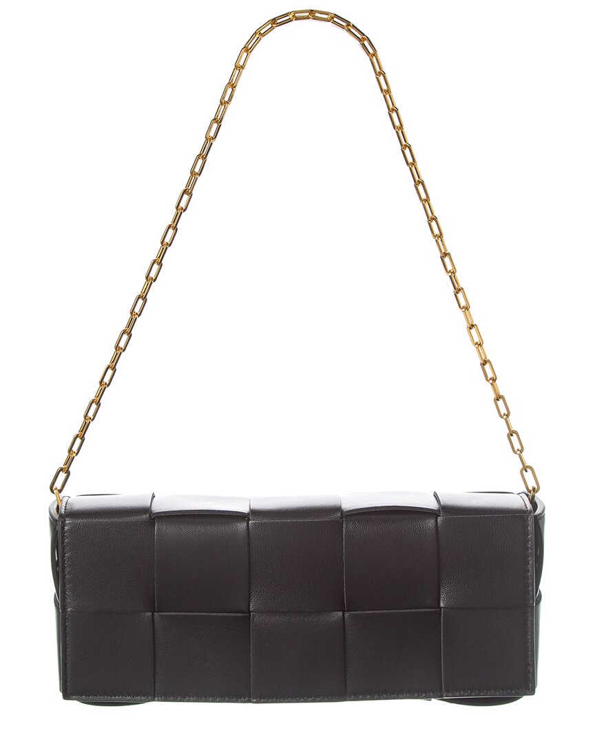 Bottega Veneta Intrecciato Mini Leather Shoulder Bag In Black