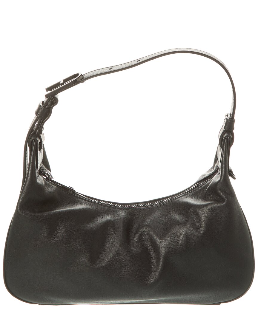 Shop Furla Flow Small Leather Shoulder Bag In Black