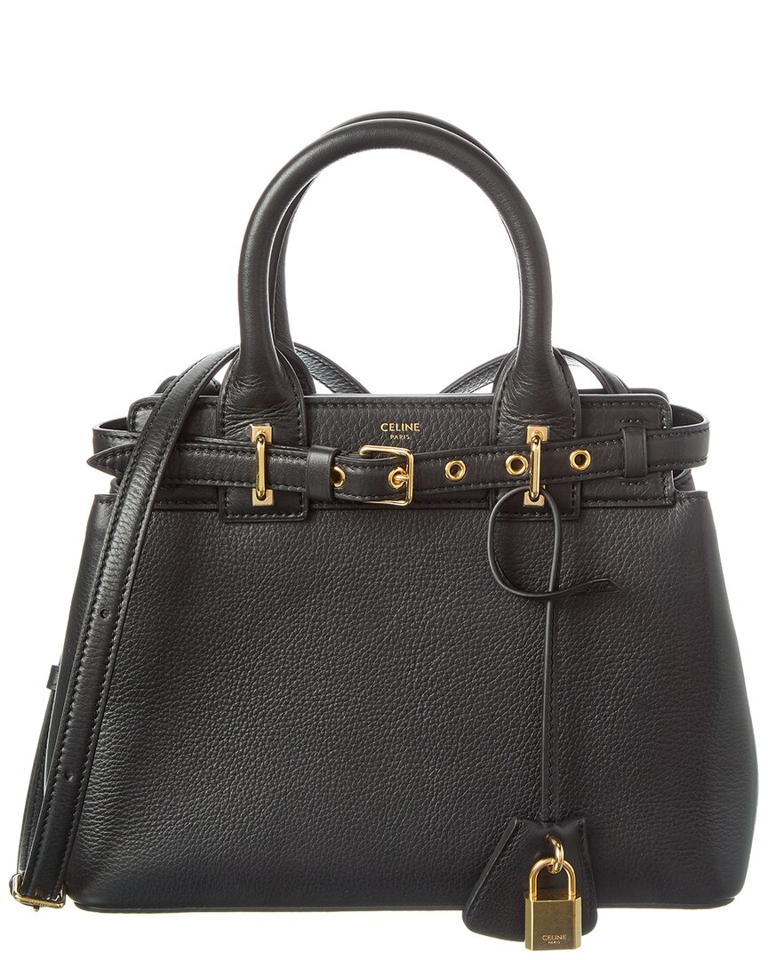Celine Leather Top Handle Bag In Black