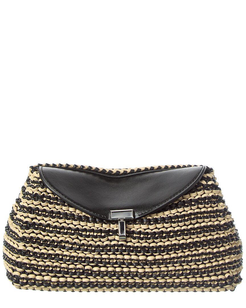 Totême Toteme T-lock Mini Leather Clutch In Black