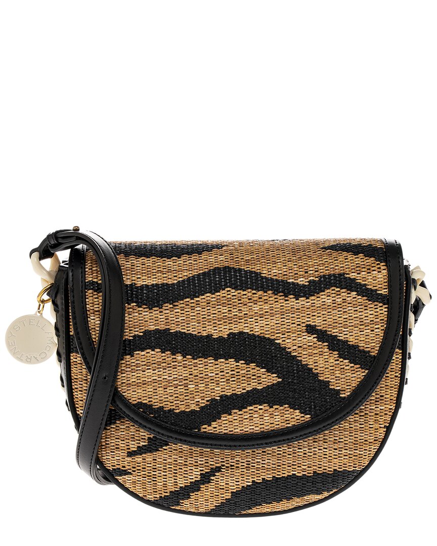 STELLA MCCARTNEY STELLA MCCARTNEY FRAYME FLAP MEDIUM RAFFIA SADDLE BAG