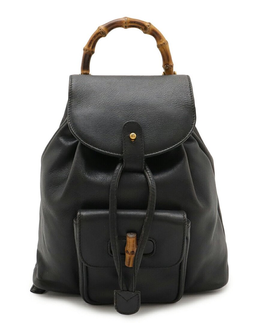 Pre-owned Gucci Bamboo Mini Backpack Black (authentic Pre-loved)