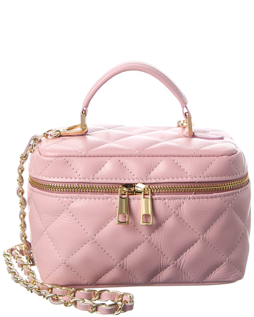 Isabella Rossetti Mia Quilted Leather Vanity Bag In Pink