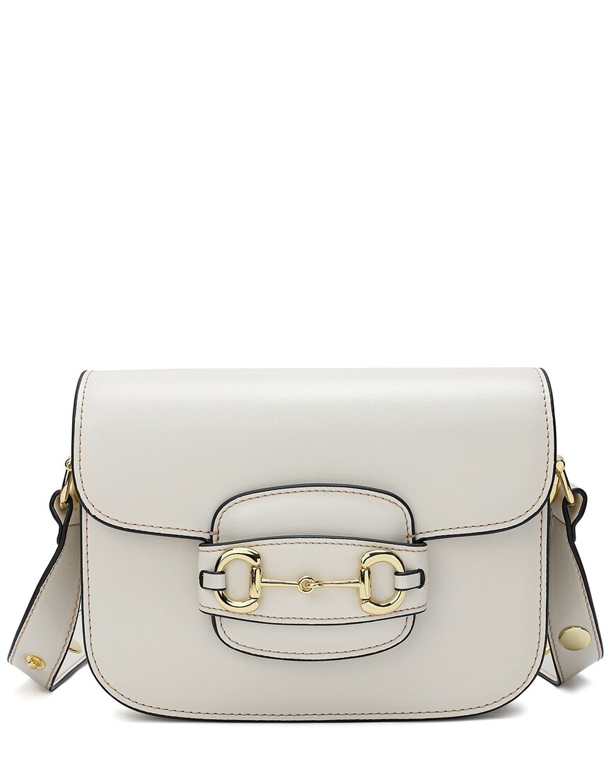 Tiffany & Fred Paris Top-grain Leather Foldover Messenger Bag In White