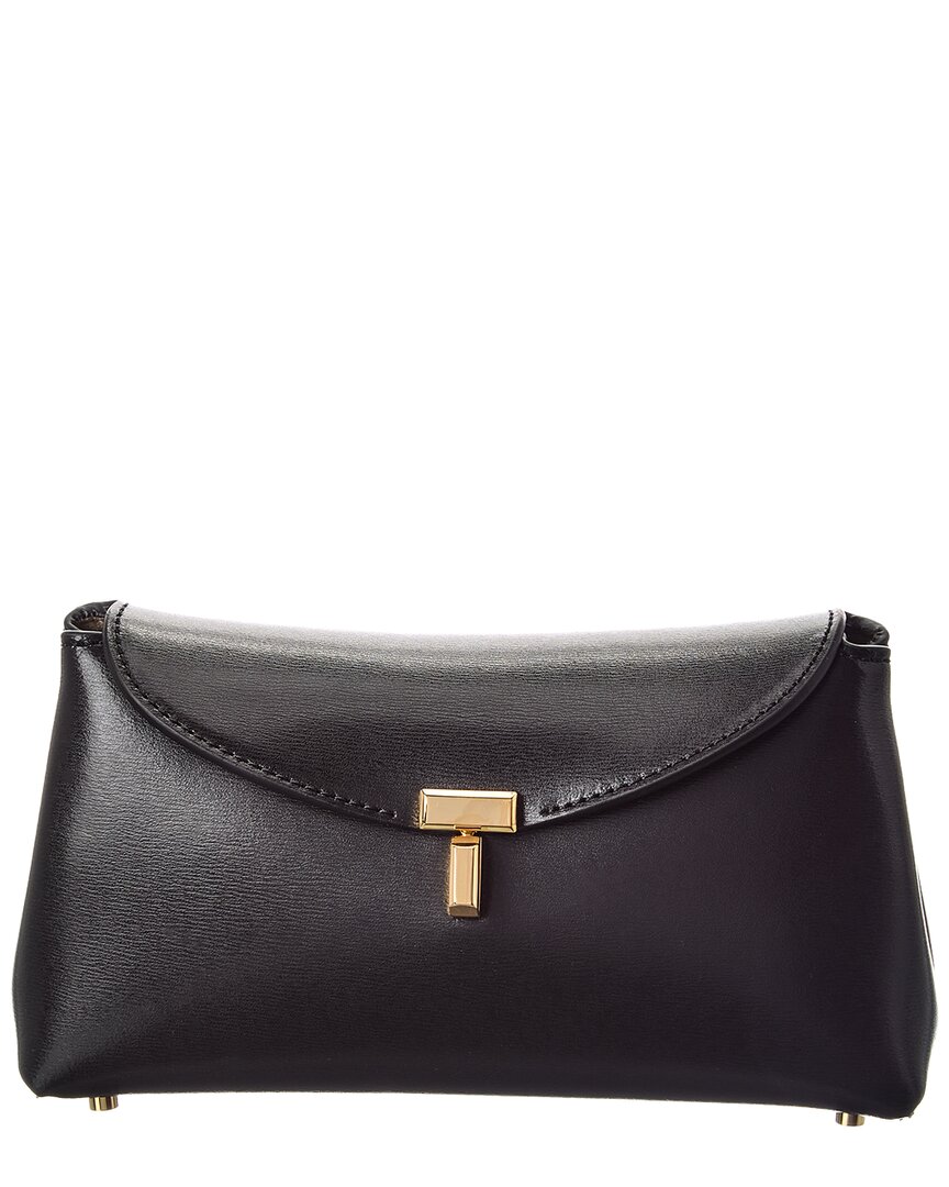 Toteme Gold/Black T-Lock Mini Leather Clutch