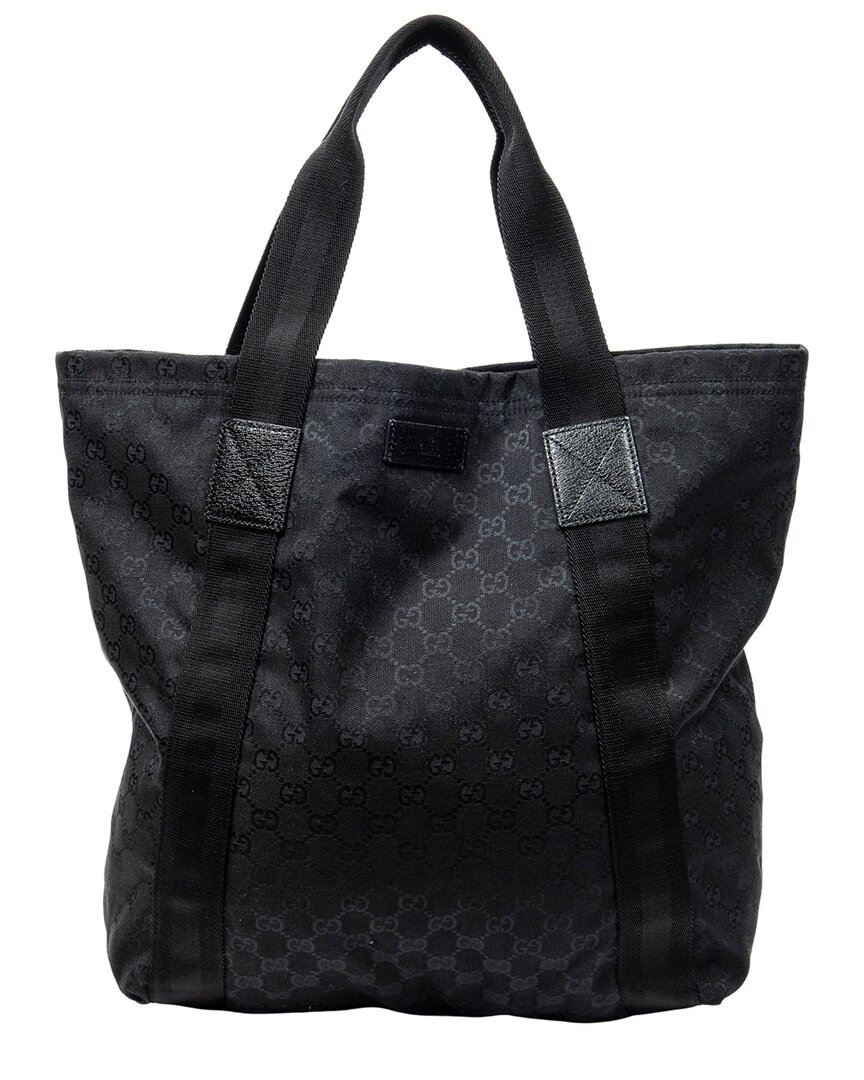Gucci Black Monogrammed Canvas Open Shopper