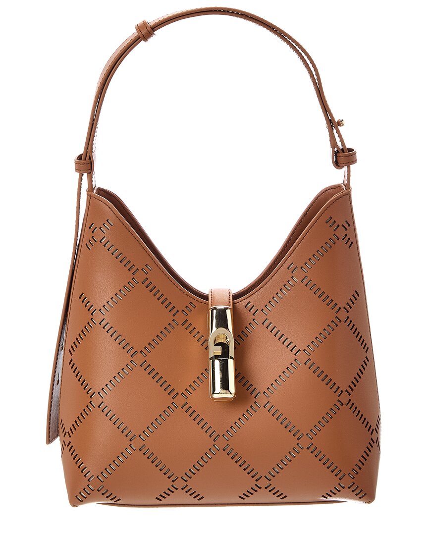 Furla Goccia Small Leather Hobo In Brown