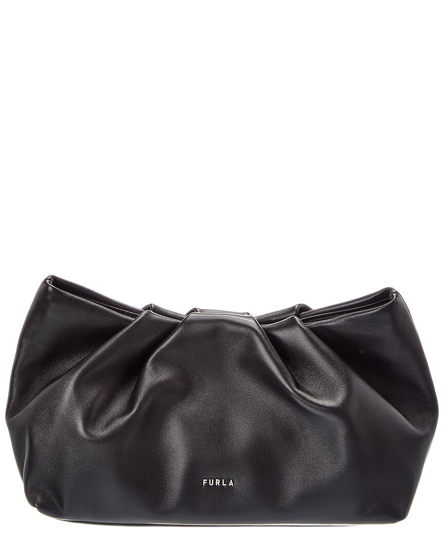 Furla Delia Mini Leather Clutch In O6000 Nero