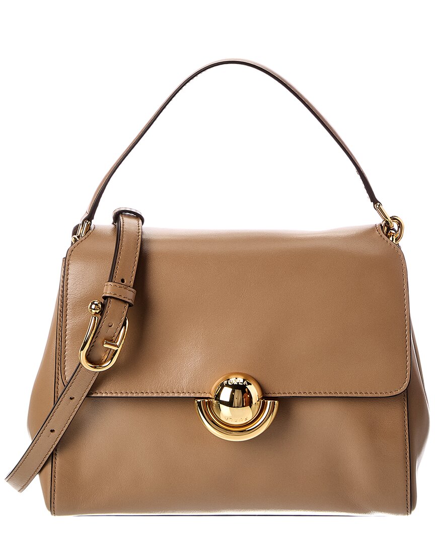 Furla Domus Leather Top Handle Bag In Brown