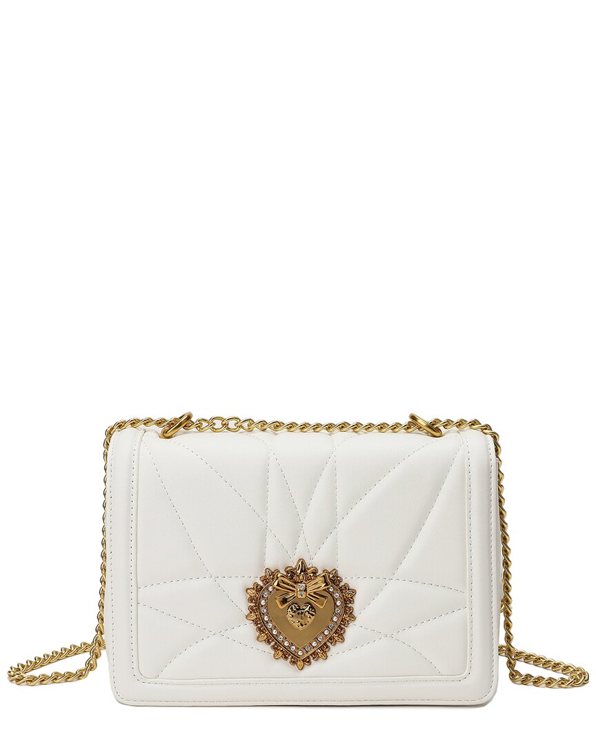 Tiffany & Fred Quilted Leather Heart Shaped Messenger Bag In White