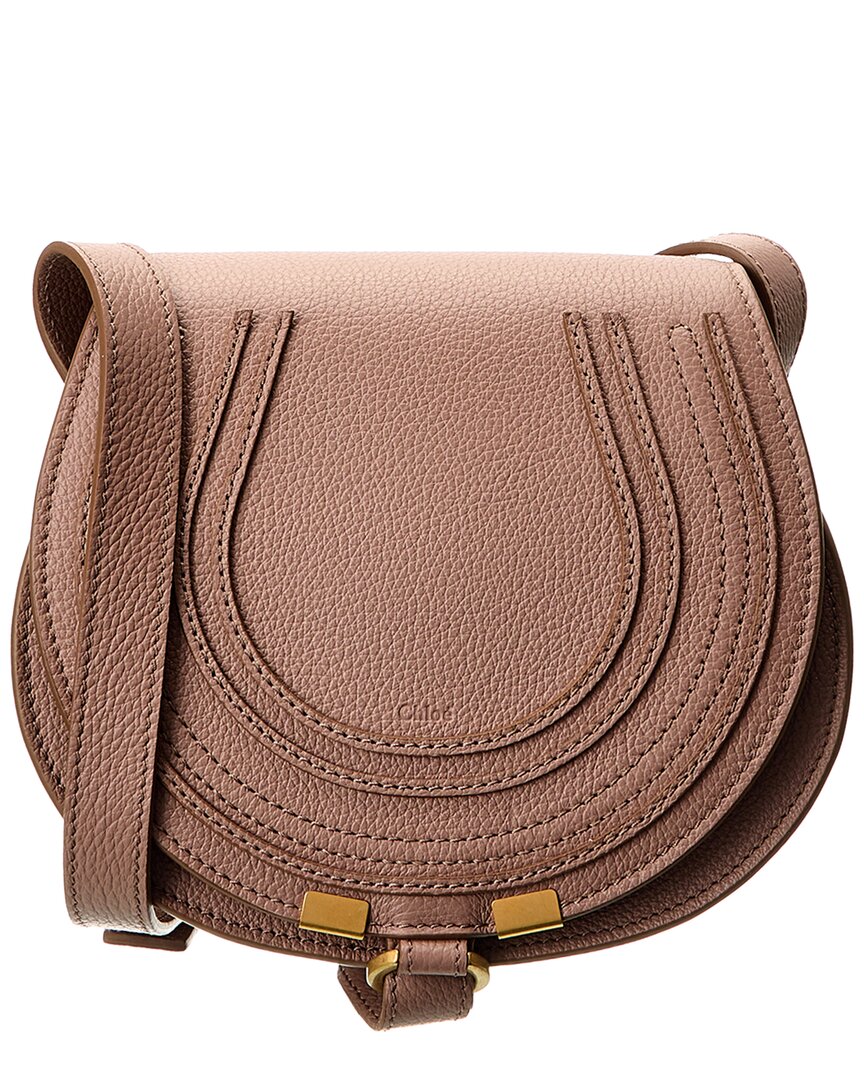 Chloé Marcie Small Leather Saddle Bag In Pink