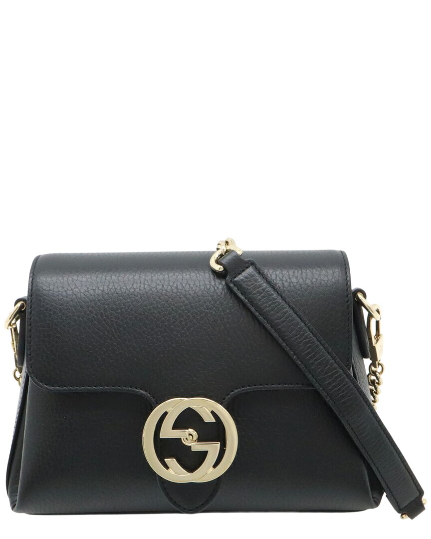 Gucci Interlocking G Chain Shoulder Bag 2way Clutch (authentic Pre-loved) In Black