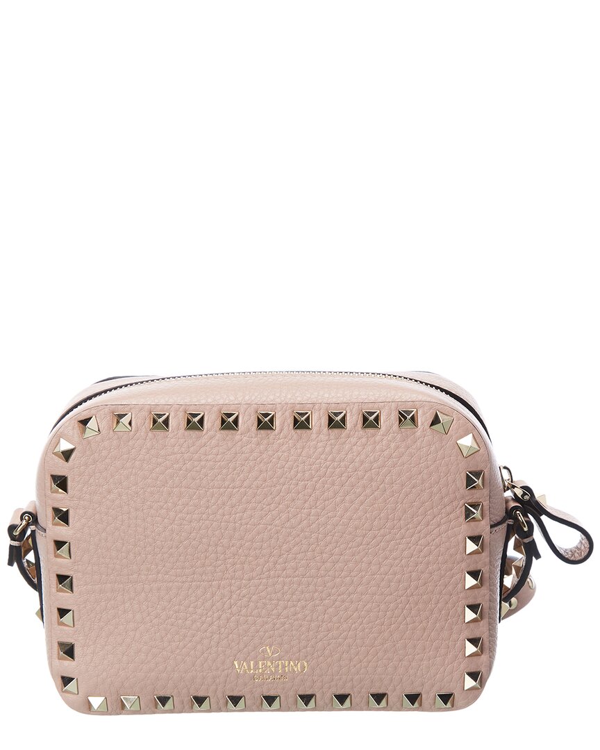 Shop Valentino Rockstud Grainy Leather Camera Bag In Pink