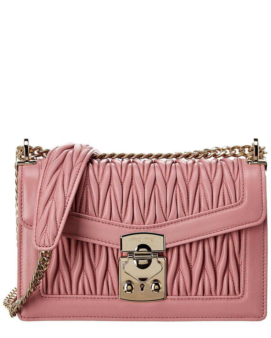 Miu Miu Confidential Matelasse Leather Shoulder Bag Women's Pink ...