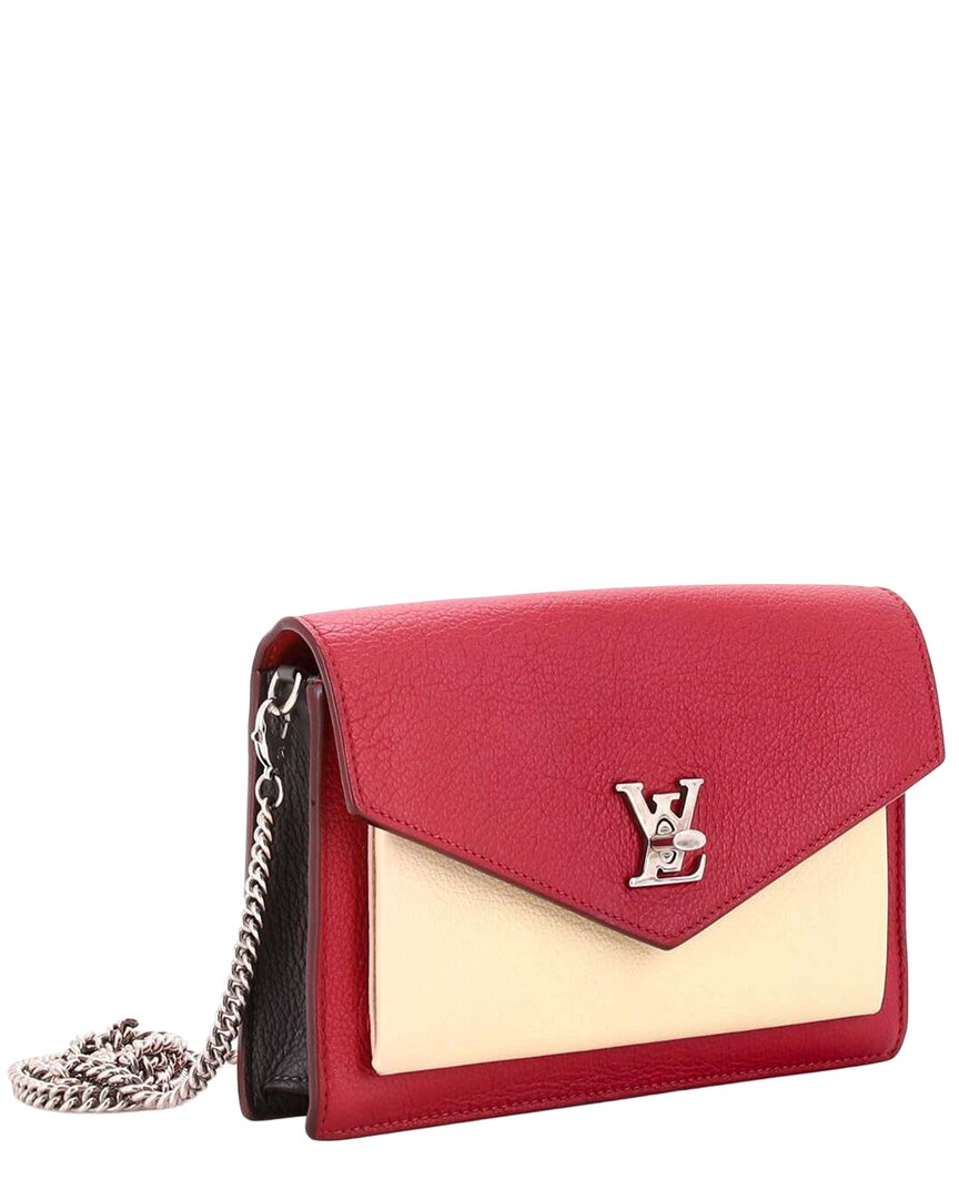 Pre-owned Louis Vuitton Red Sheep Leather Mylockme Chain Pochette (authentic Pre-loved)