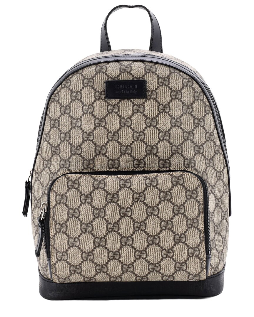 Gucci Zip Pocket Backpack Gg Coated Small (authentic Pre-loved) In Brown