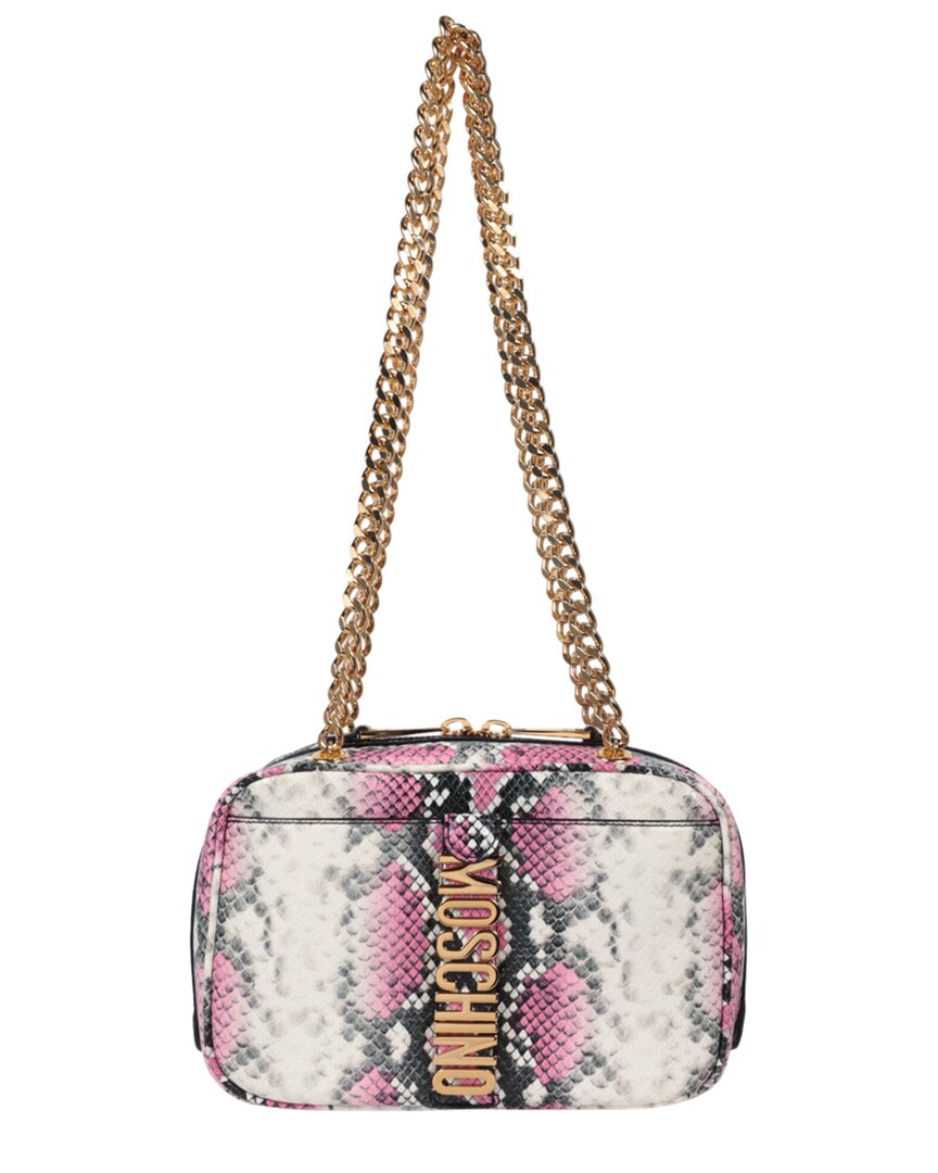 Shop Moschino Leather Shoulder Bag In Pink