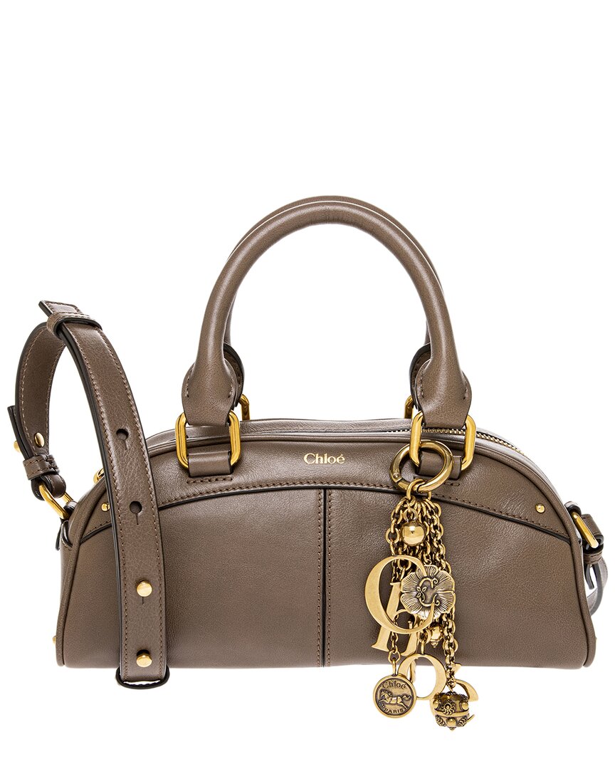 Chloé Brown/Gold Small Leather Bowling Bag