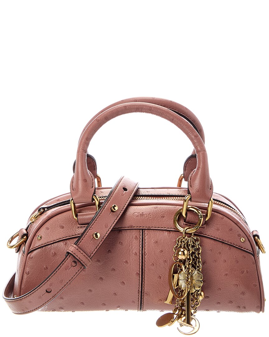 Chloé Small Leather Bowling Bag In Pink