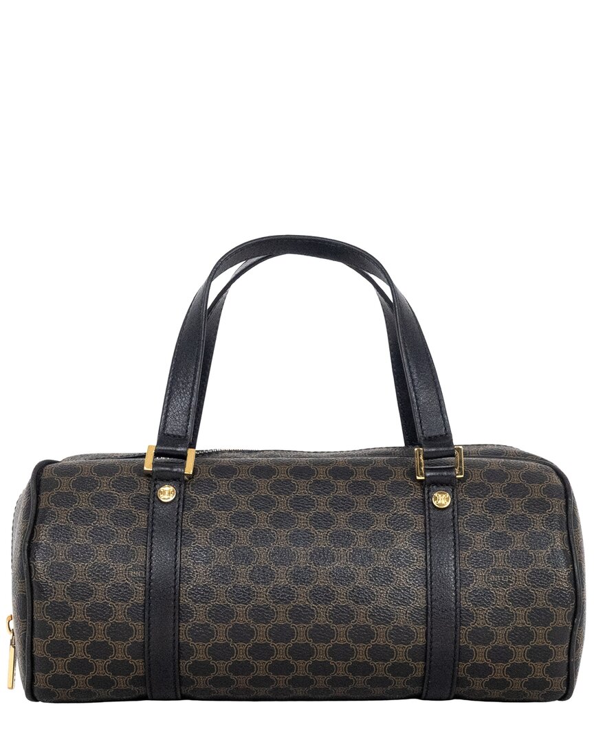 Celine Brown Macadam Coated Canvas Mini Boston Bag