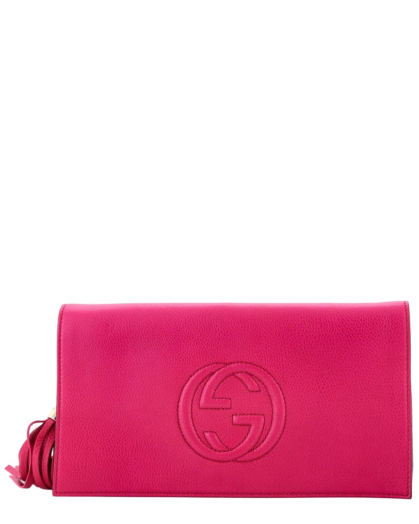 Gucci Pink Sheep Leather Soho Clutch (authentic Pre-loved)