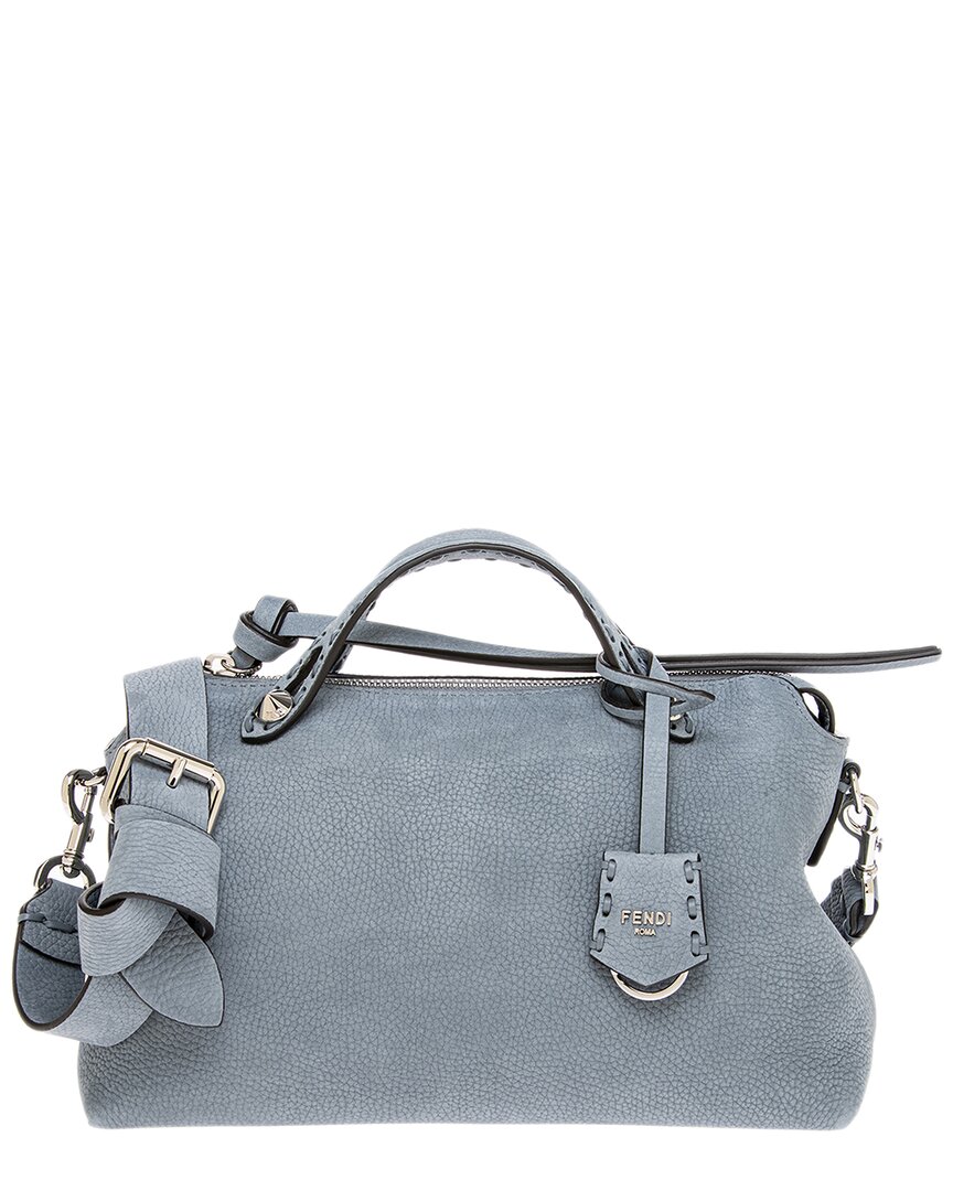 Fendi Logo Leather Shoulder Bag In Gray