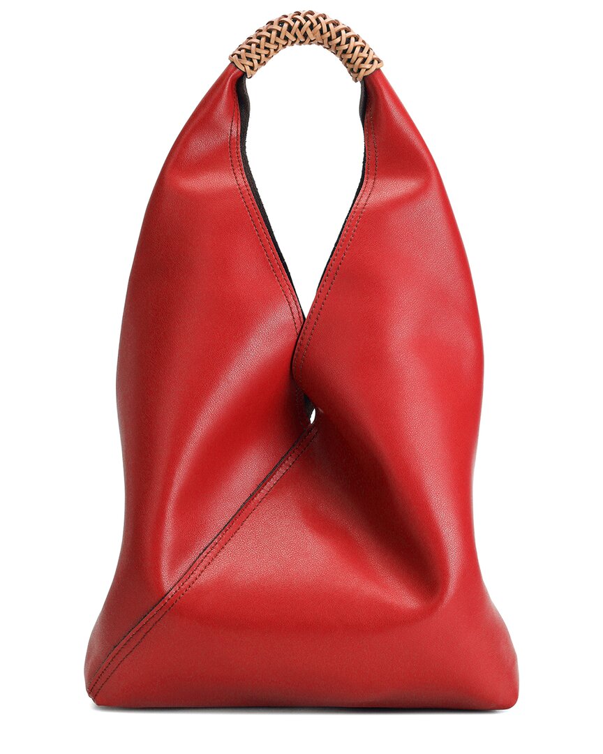 Tiffany & Fred Paris Smooth Leather Shoulder Bag In Red