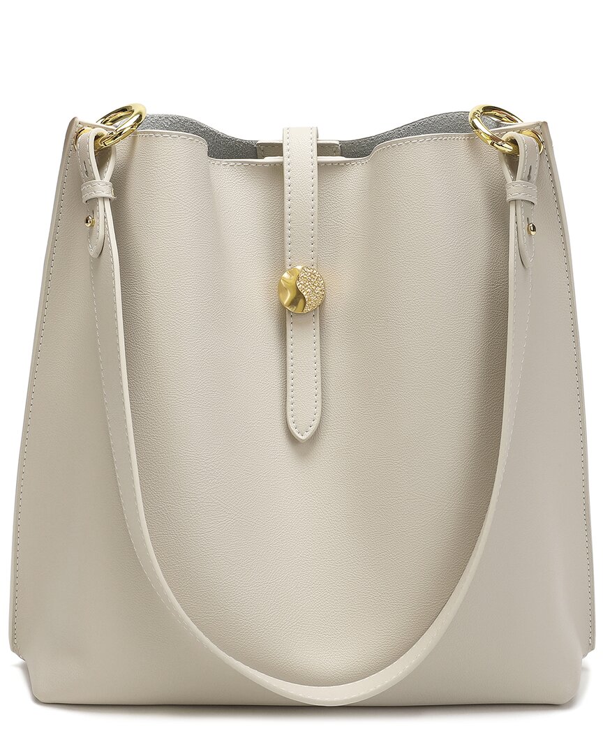 Tiffany & Fred Paris Smooth Leather Shoulder Bag In White
