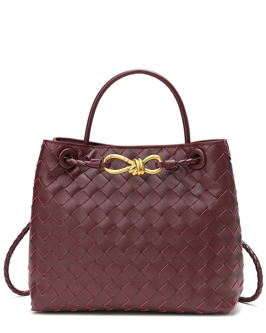 Tiffany & Fred Woven Leather Top Handle Shoulder Bag In Red