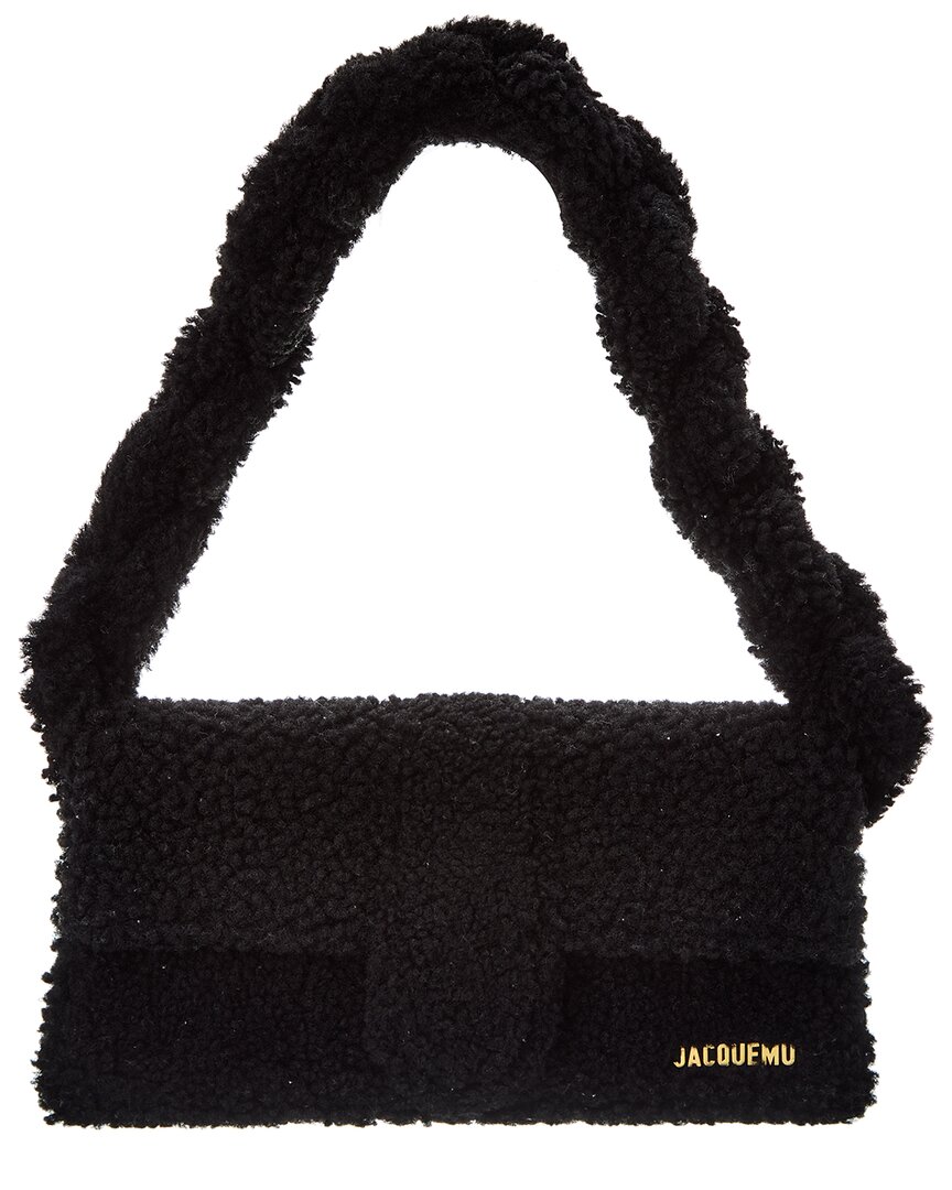 Shop Jacquemus Le Bambidou Shearling Shoulder Bag In Black