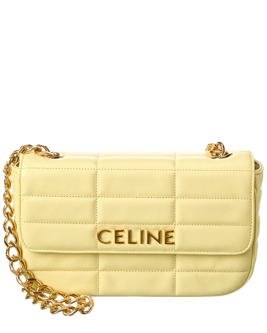 Celine Monochrome Quilted Leather Shoulder Bag In Yellow