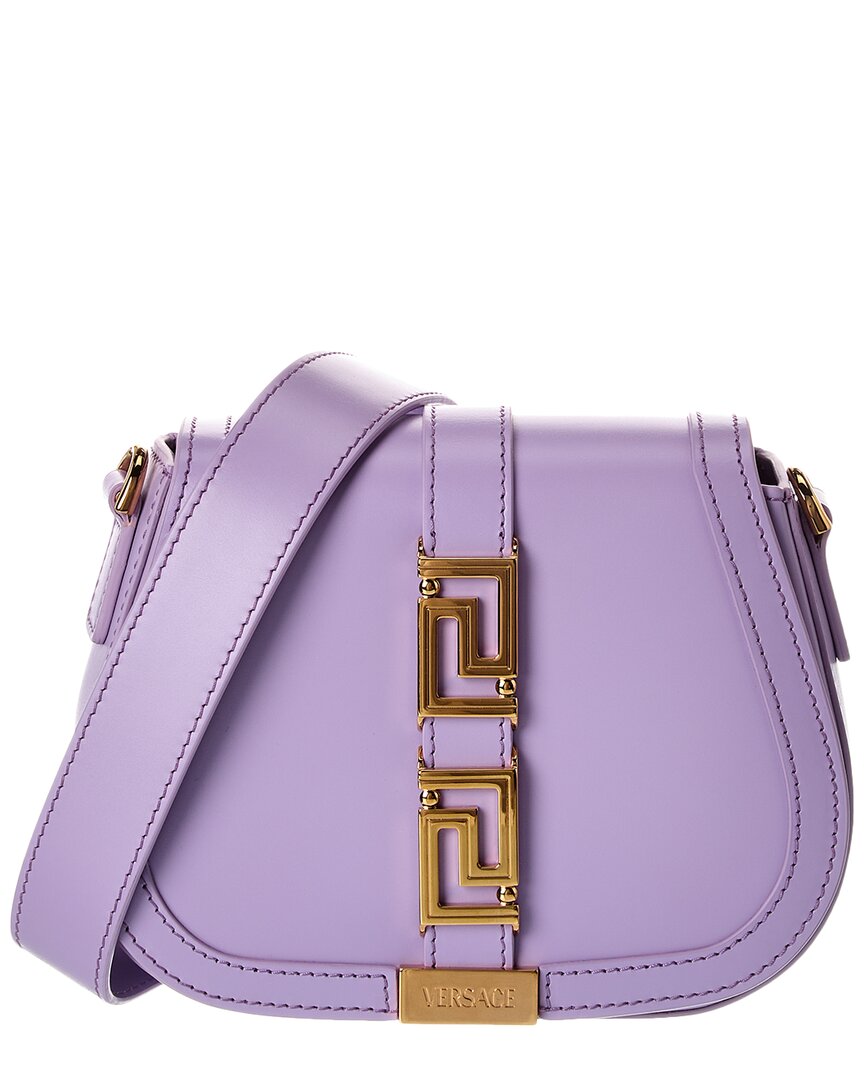 Versace Greca Goddess Small Leather Shoulder Bag In Purple