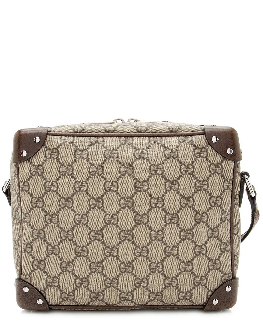 Saint Laurent Gucci Beige & Brown Gg Supreme Coated Canvas Soft Trunk Bag (authentic Pre- Loved) In Nude