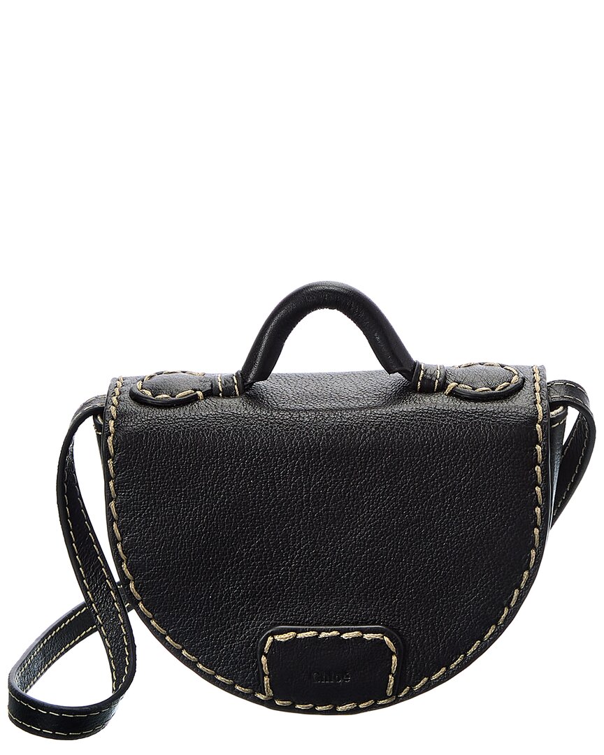 Shop Chloé Edith Nano Leather Saddle Bag In Black