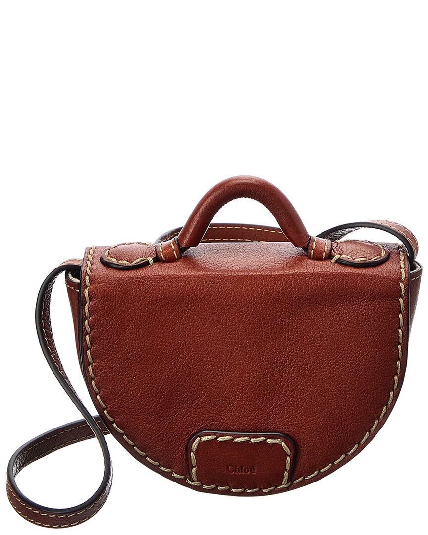 Chloé Edith Nano Leather Saddle Bag In Brown