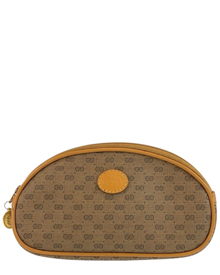 Gucci Vintage Micro Gg Interlocking Pouch (authentic Pre-loved) In Brown