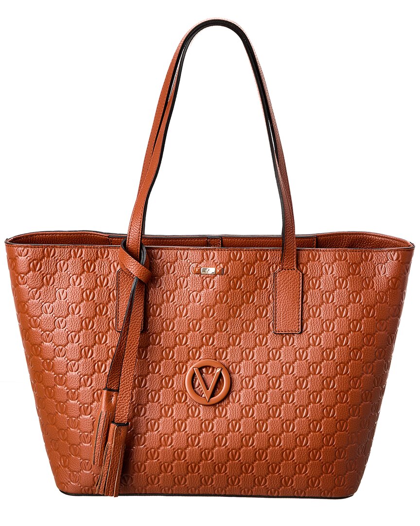 Valentino By Mario Valentino Soho Dollaro Monogram Leather Tote In Red