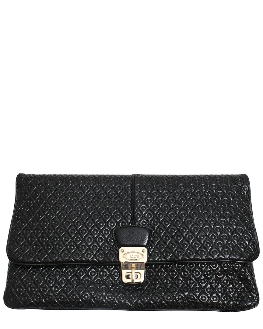 Tod's Todd's Flap Clutch Bag (authentic Pre-loved) In Black