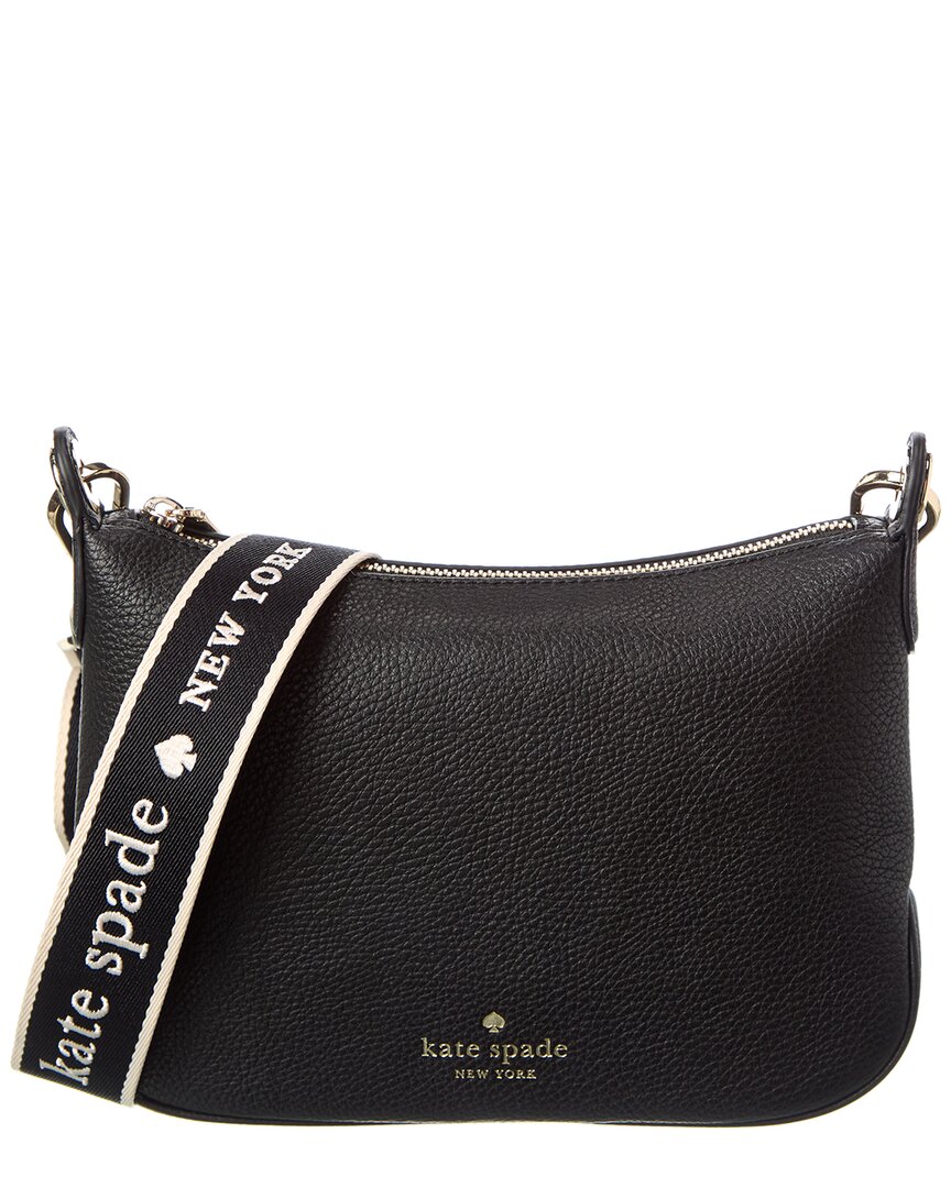 Kate Spade New York Rosie Pebbled Leather Logo Strap Small Crossbody In Black